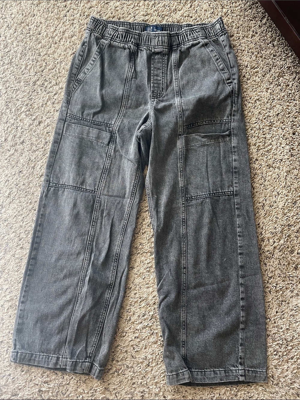 Women’s Gray Elastic-Waist Utility Pants